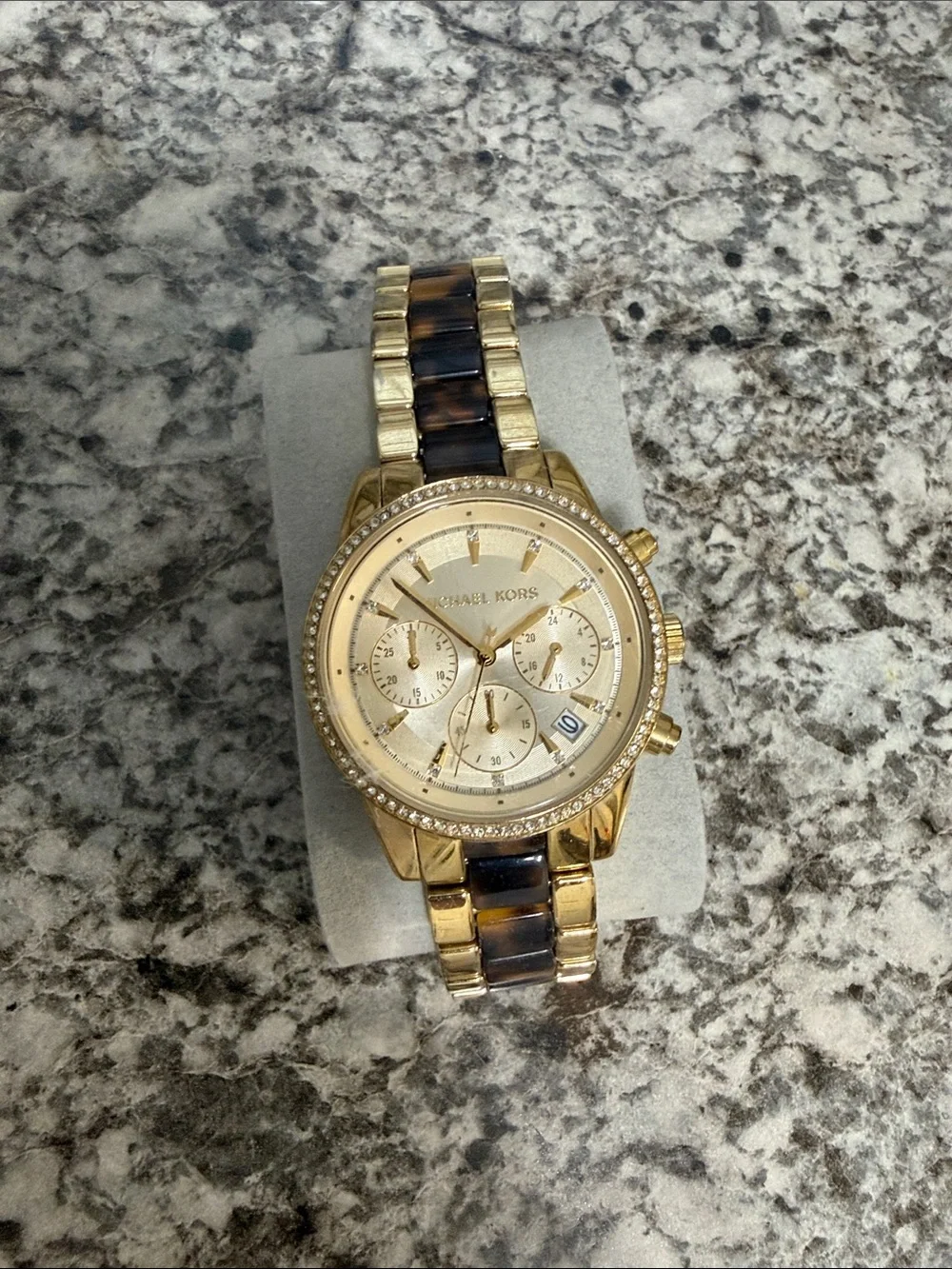 Michael Kors Gold and Tortoiseshell-Link Women's Chronograph Watch